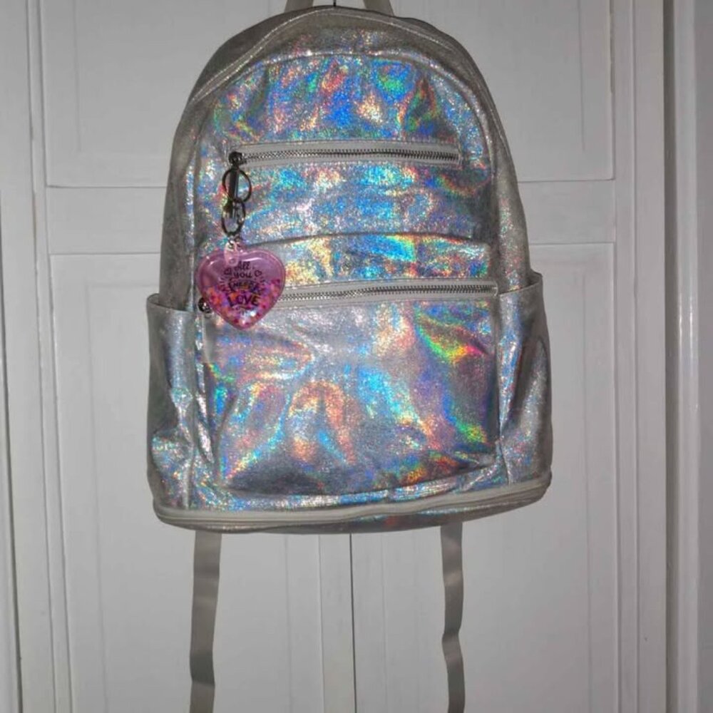No Boundaries Silver Iridescent Laptop Backpack - Picture 3 of 4